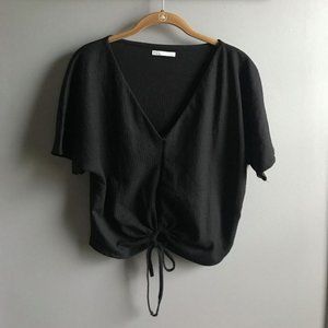 Black Zara Shirt with Front Tie